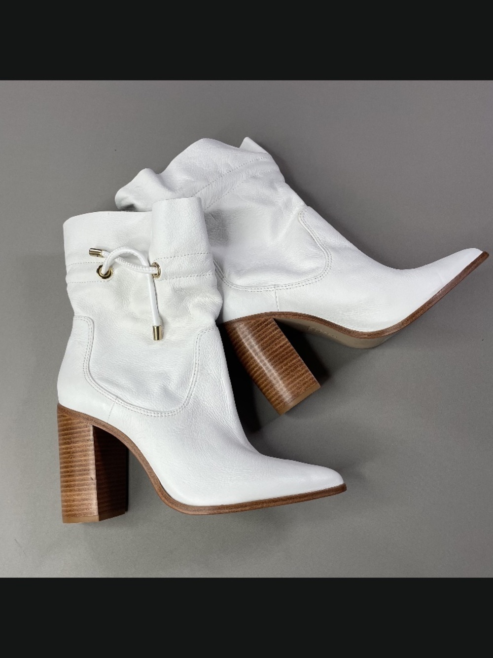 Schutz Shoes Womens 9.5 white leather cowboy boots heels western boho indie